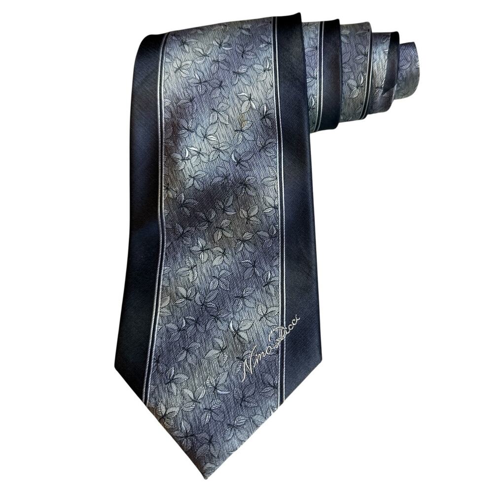 Nina Ricci Luxury Silk Neck Tie Ombre Metallic Silver Gray